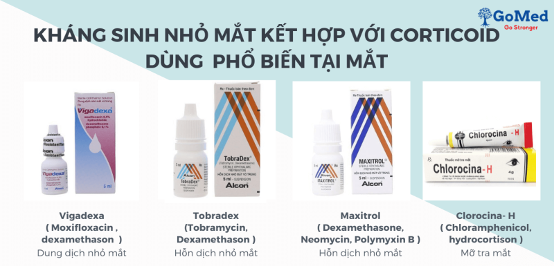 Kháng sinh nhỏ mắt, Tobradex, Maxitrol, Vigadexa